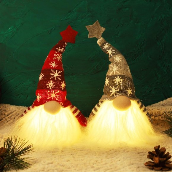 2 Set 11" Lighted Gnome Santa Battery Operated Winter Tabletop Christmas Decor - Picture 3 of 11